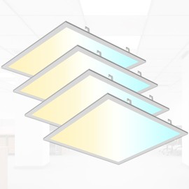 Ilumia LED Panel Light Back Lit 2x2 FT Power Selectable 30W/35W/40W 130 Lumes/Watt color Selectable 3500K/4000K/5000K AC120-277V 0-10V Dim ETL DLC 50,000 Hrs Box of 4 Led, White, PB-S40W-2CS40U