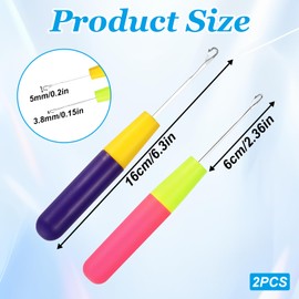 2 Packs Latch Hook Crochet Needle Latch Hook Tool, Latch Hook Tool for Crochet Braids Hair Extension Micro Braids Multi-Purpose Knitting Needles(5.7mm+3.8 mm)