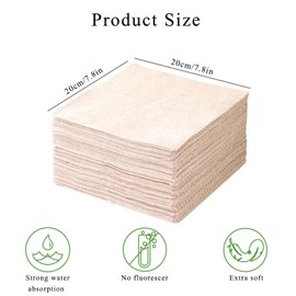 Luoqun88 Natural Loofah Scrub Cloth 10-Pcs (20x20cm) - Dual-Use Dry/Wet Plant Fiber Towel, Super Absorbent, Oil-Resistant & Non-Shedding for Dishes, Pans, Countertops