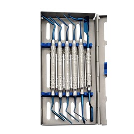 Implant Bone Graft-Carrier Titanium Coated Pluggers and Packer 6 pcs in Stainless Steel cassetteBY Wise Linkers