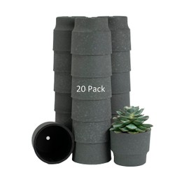 The HC Companies 3 Inch Sprite Mini Succulent Pot - Small Plastic Planter with Drainage for Indoor Plants, Faux Concrete (20 Pack)