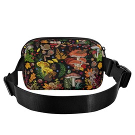 JHKKU Mushroom Snail Butterflies Fanny Packs for Women & Men Waterproof Waist Pack Fashion Casual Crossbody Bags Hip Bum Bag with Adjustable Strap Hands Free for Outdoors, Hiking, Running, Travel, Multicolor801, One Size