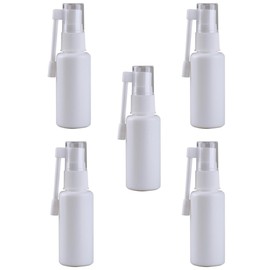 5 Pcs White 30 ml Plastic Throat Spray Bottles Vials Refillable Empty Oral Sprayer Nasal Spray Pump Bottles Fine Mist Atomizers with 360 Degree Rotation Rod for Travel Home Use，Refillable Containers