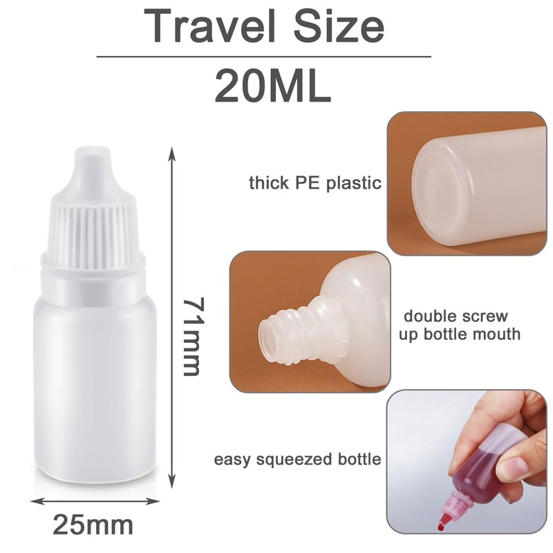 Apstaqeoo 20Pcs, 20Ml Plastic Dropper Bottles, Empty Squeezable Eye Liquid