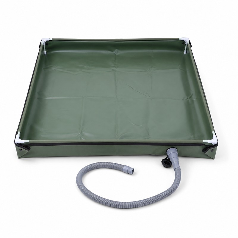 31.5-Inch Foldable Portable Shower Pan with Detachable Drain Pipe