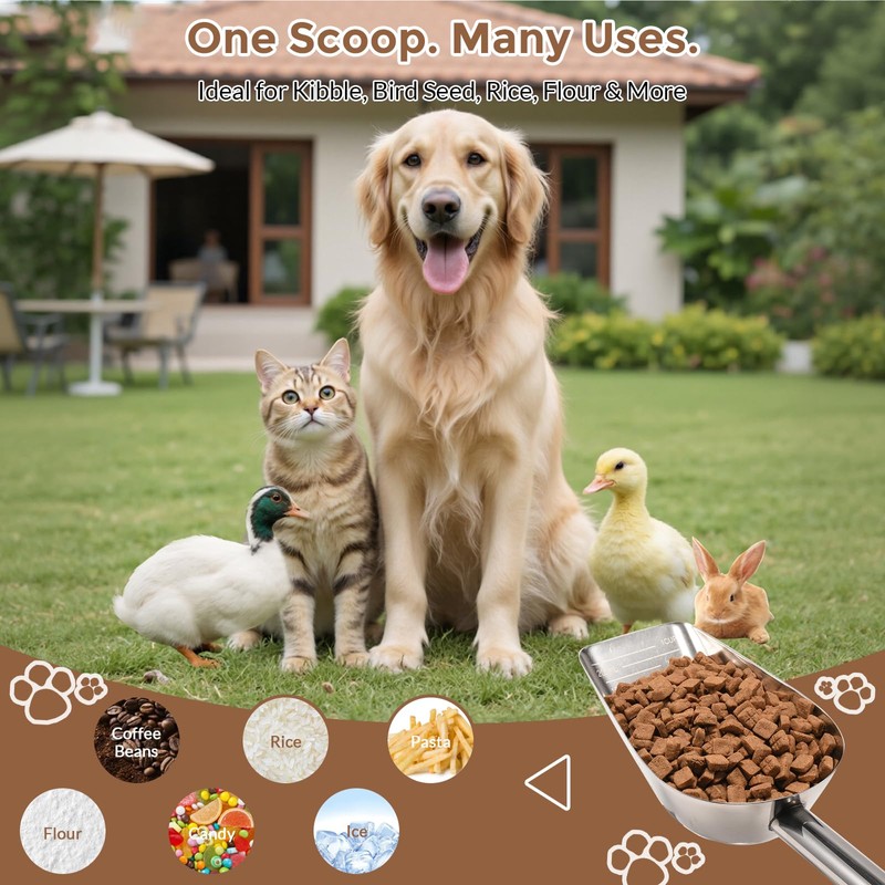 Mutclord Pet cat-dog food-scoop measuring 1-cup - Food-grade 304 stainless