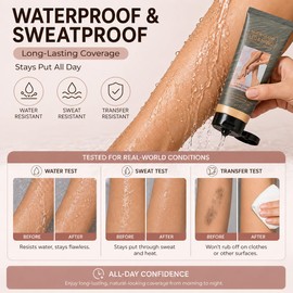 Body Coverage Prefector Cream, Leg Makeup Waterproof No Transfer, Tattoo Cover Up Makeup Lasting Full Coverage with Brush for Daily Wear (02)