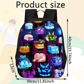 XNAUVOI Fruits Game Backpack, Fruits Backpack, Children's Backpack, Game School Bags, Cartoon Backpack for Children, Boys, Girls, School Gifts (30 x 13 x 40 cm), black
