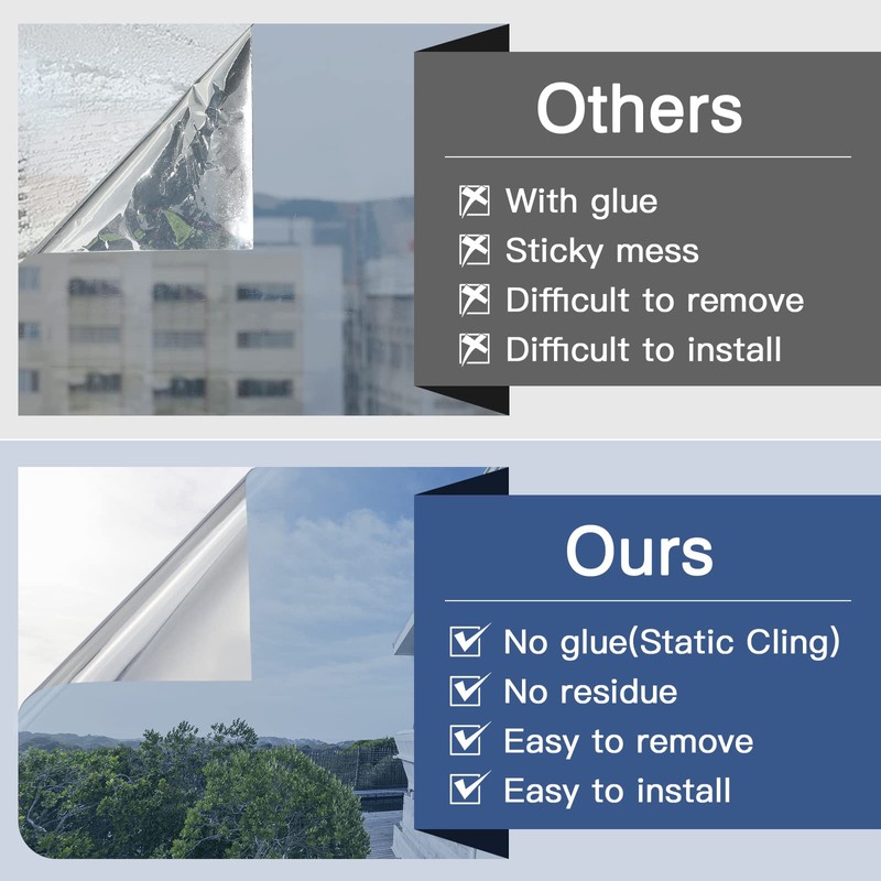 Haton Window Privacy Film One Way Window Tint for Home,