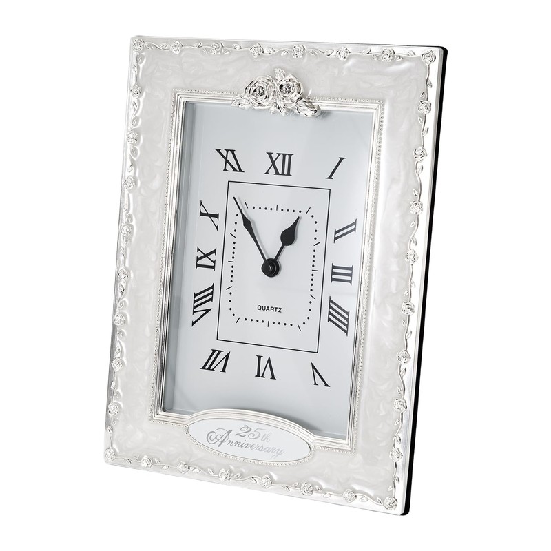 Happy Homewares Traditional 25th Anniversary Clock in White Epoxy with