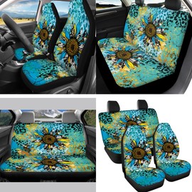 Coldinair 12 Pack Cherry Blossom Car Accessories Full Set for Women,Universal Car Seat Covers/Steering Wheel Cover/Seat Belt Pads/Car Handbrake Cover Gear Shift Knob Cover/Car Coaster/Keychain