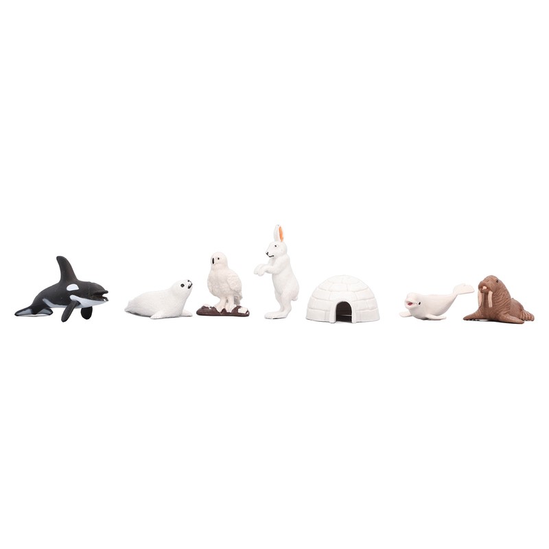 Arctic Animal Figurine Set 18pcs Kid Simulated Arctic Hare Reindeer