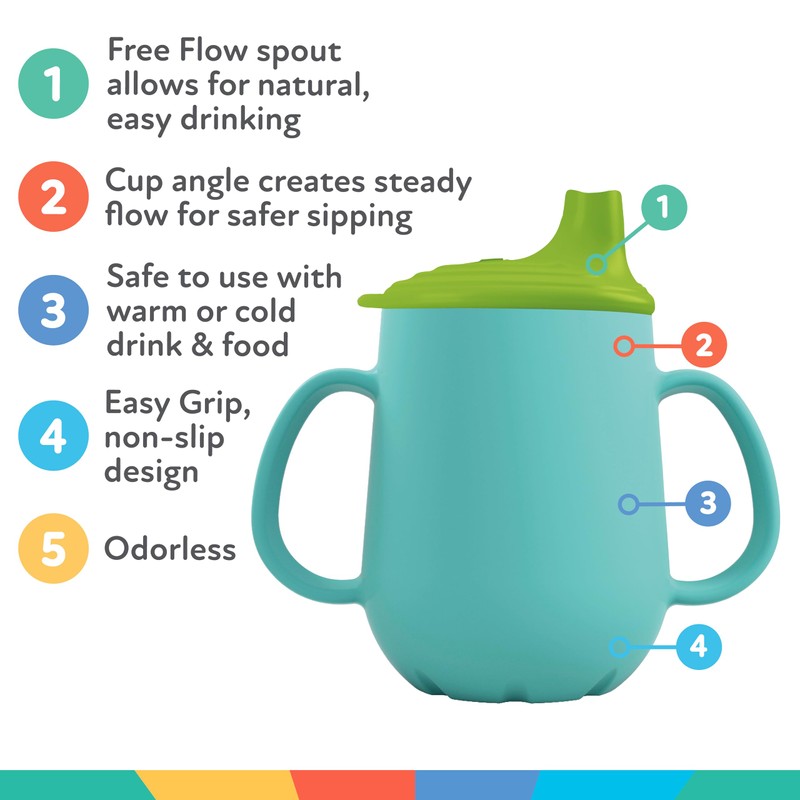 Nuby First Training Cup - Silicone Cup with Free-Flow Spout