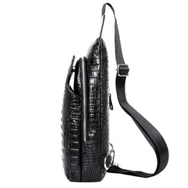 Leather Sling Bag Crossbody Backpack for Men Travel Outdoor Office Work Camping Hunting Hiking Shoulder Chest Pack Casual Daypack 16cm(W) x10cm(D) x32cm(H)(6.29"x3.93"x12.59") #15black