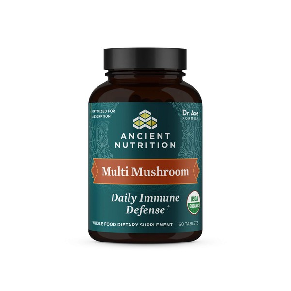 Ancient Nutrition Mushroom Supplement, Organic Multi Mushroom Immune Support Tablet, Supports Stress Response, Gluten Free, Paleo and Keto Friendly, 60 Count