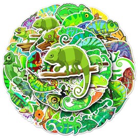 50Pcs Chameleon Stickers Anole Waterproof Vinyl Decals for Adult Teen Kids Cup Water Bottles Laptop Luggage Computer Mobile Phone Guitar Skateboard Decoration