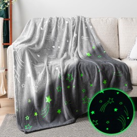 PAVILIA Glow in The Dark Blanket, Star Gift for Girls Boys, Toy Blanket for 1 2 3 4 5 6 7 8 9 10 Year Old Boy, Soft Plush Fleece Kids Gift Blanket for Birthday, Christmas, Room Decor, 50x60