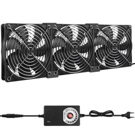3 x 120 mm Case Fans: Quiet PC Fan Set with Speed Control, 12 V/220 V Axial Fan Cooling Computer Fan Quiet for Computer, Laptop, Router, AV Cabinet, Server & TV Box, Black
