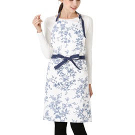 Francfranc Botanical Cotton Full Apron, blue