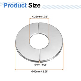 HARFINGTON 4pcs Wall Split Flange 1.02" (26mm) Stainless Steel Round Self-Adhesive Split Flange Pipe Cover Clip-on Escutcheon Collar for Floor Ceiling Bathroom Kitchen Toilet