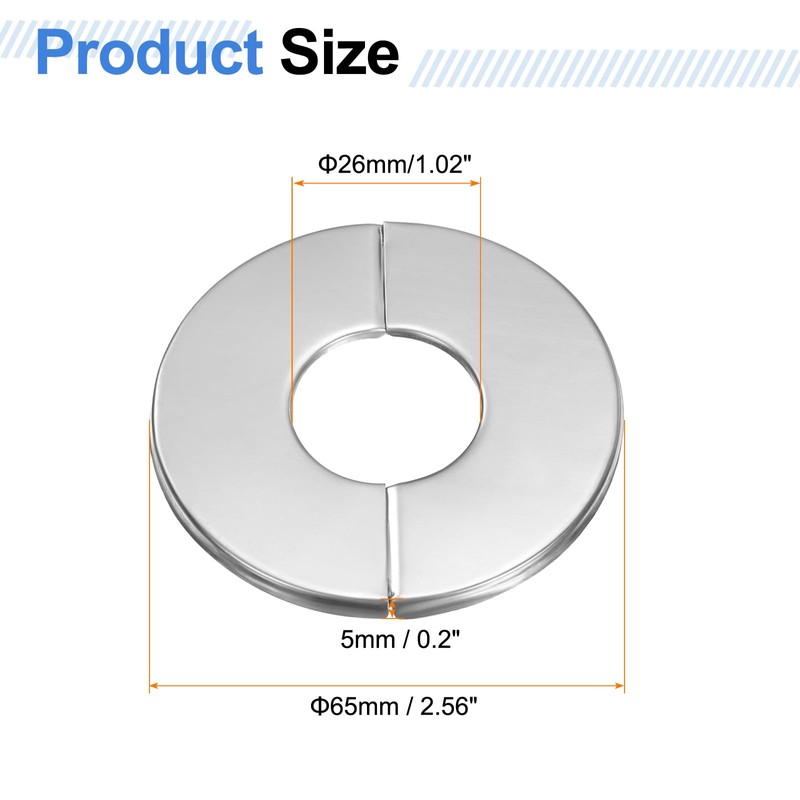 HARFINGTON 4pcs Wall Split Flange 1.02" (26mm) Stainless Steel Round