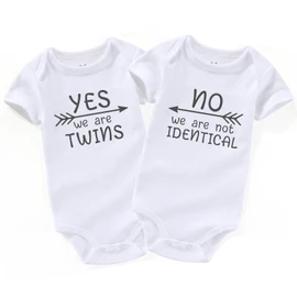 AIZFFZY Funny Twin Girls boy Baby Clothes Twin Baby Essentials Twin Baby Gifts Twins Baby Bodysuits White 3-6 months