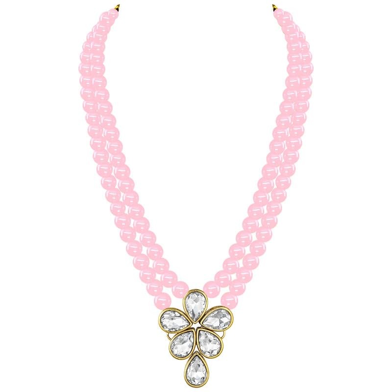 Aheli Crystal Pearl Long Collar con pendientes de caída Conjunto