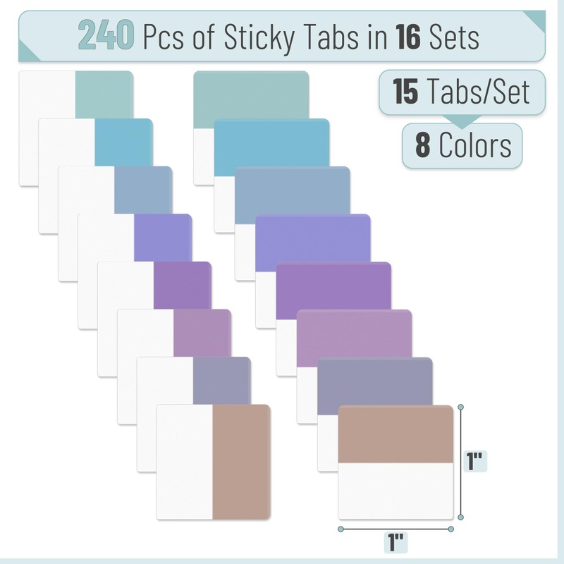 Mr. Pen- Sticky Index Tabs, 240 Pcs, Pastel Sticky Tabs