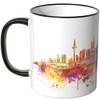 WANDKINGS® Tasse, Schriftzug Guten Morgen Frankfurt! mit Skyline - ROT