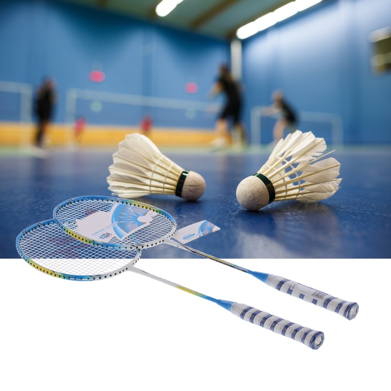 2 Player Badminton Racquets Set Lightweight Full Carbon Double Rackets