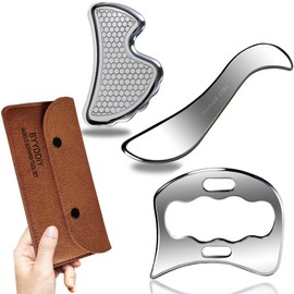 BYYDDIY 3 in 1 Stainless Steel Muscle Scraper Tools Set,Gua Sha Massage Scraper Scraping Tool & Multi-Function Body Scraping Kit