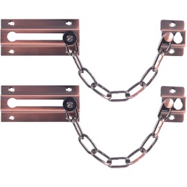INBOF 2 Pack Door Chain Lock Bronze Red, Premium Door Chain Lock, Thickened Door Lock Chain with 12 Screws, Stainless Steel Chain Locks for Inside Door