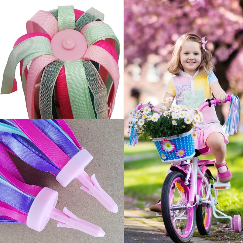 Taicols Kid's Bicycle Handlebar Streamers - 2 Pcs Rainbow Tassels