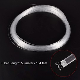 sourcing map PMMA side light for LED light guide, hotel fibre cable, transparent, 0.75 mm, 50 m