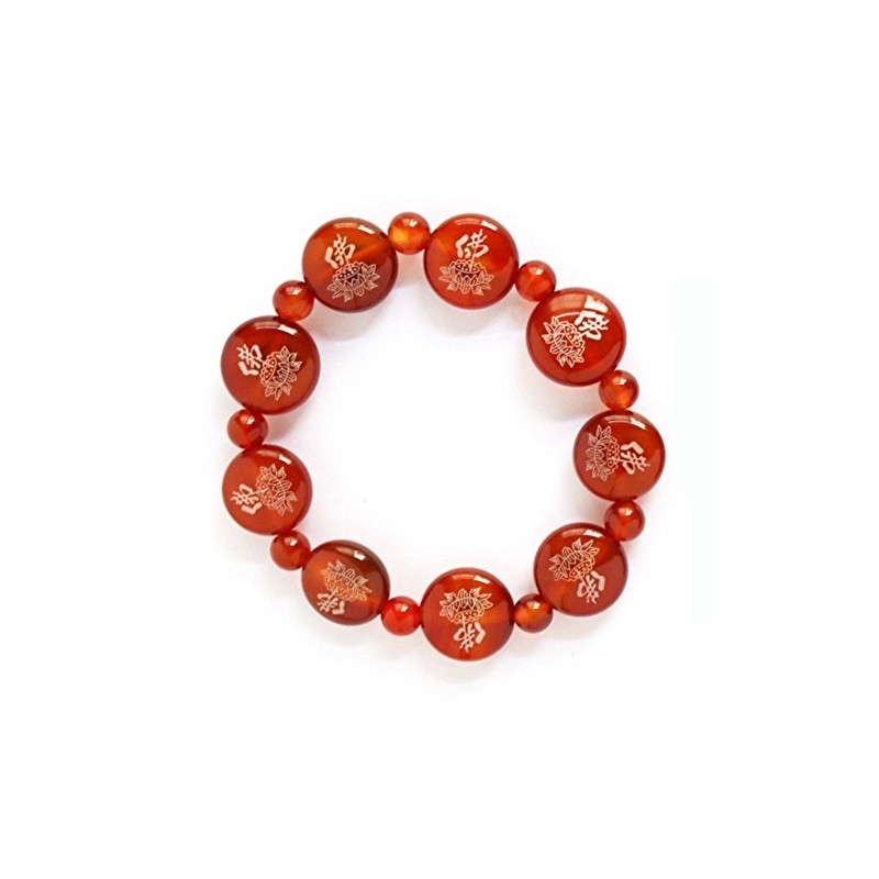 "Lotus Hua" Amulet Bracelet with Germanium (Red)