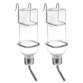 POPETPOP 2Pcs 350ml Plastic Rabbit Water Feeder Create Removable Stainless Steel Hanging Drinking Fountain Drinker Food Feeder Pet Cage Bowl