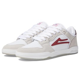Lakai Telford Low Mens Skate Shoes, White/Red Suede, 7.5
