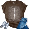 Faith Cross Women's Graphic Leopard Bleach Print T-Shirt Heather Team