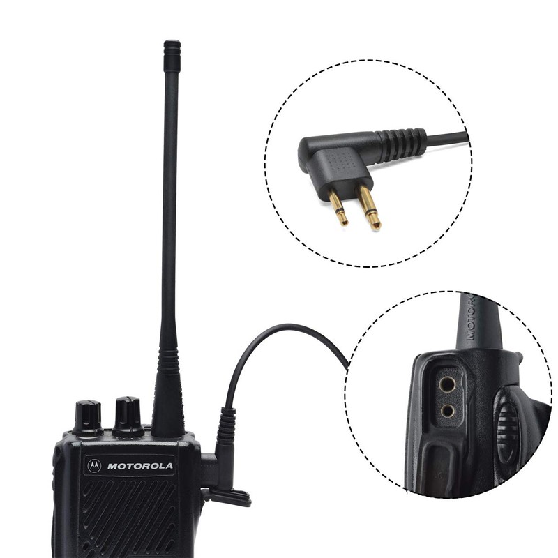 HYSHIKRA 2 Pin Radio Earpiece with PTT D Shape Headset