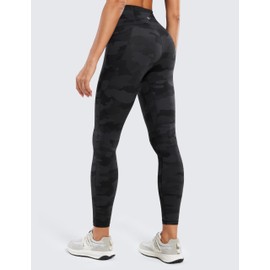 CRZ YOGA Womens Butterluxe Workout Leggings 25 Inches - High Waisted Gym Yoga Pants with Pockets Buttery Soft Dark Grey Camouflage 2 Large