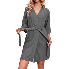 Ekouaer Womens Spa Knit Robes Soft Lightweight Loungewear Terry Cloth Bathrobe