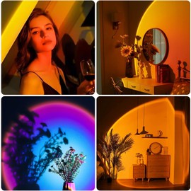 Sunset Lamp Projection LED RGB 16 in 1 Sunset Light for Home Decor, Remote Control, Bluetooth Application, Optical Head, 360° Rotation