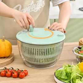GE-HOMHARV Large Salad Spinner and Slicer - 5.3 Qt, Grater with Container and Lid & Kitchen Gadget set, Vegetable Dryer Grater, with Large Mixing Bowl, with Slicer and Shredder (Light Green)