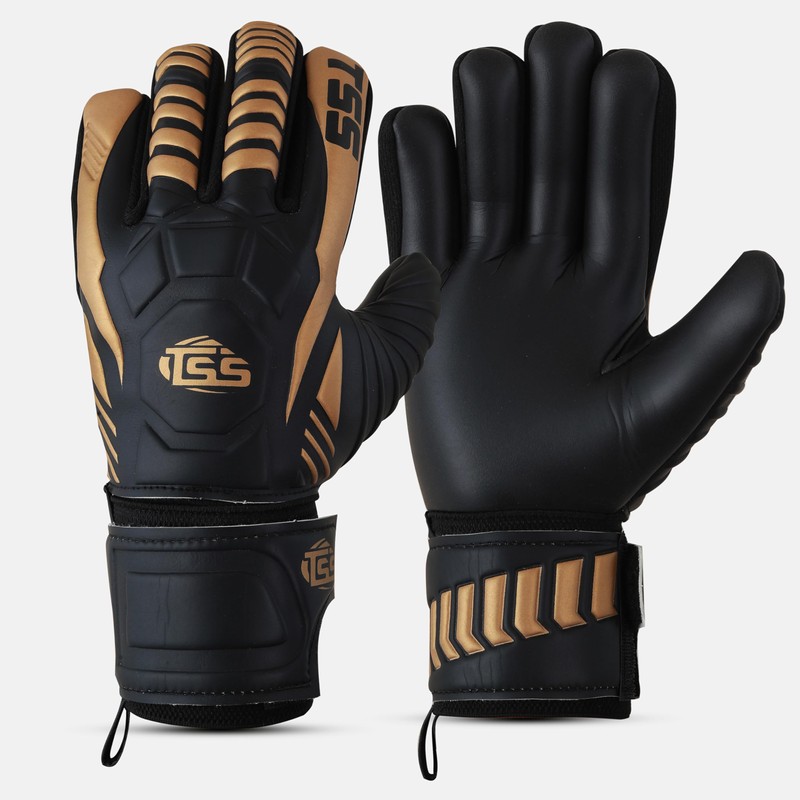 NOSSA TREND Soccer Goalkeeper Gloves (Black & Gold, 8)