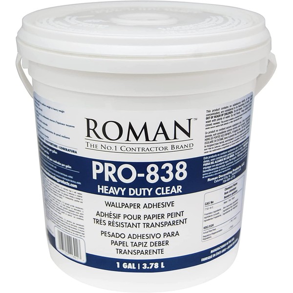 Roman 011301 PRO-838 1 gal Heavy Duty Wallpaper Adhesive, Clear
