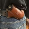 Leather Folding Knife Sheath for Belt, Horizontal Carry Brown Knife