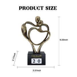 AWAIOY Wedding Anniversary Couple Gifts - Romantic Resin Heart Sculpture, Abstract Love Statue Decor for Her or Him, 1-99 Years Memorial Gift for Parents/Friends, Creative Home Decor