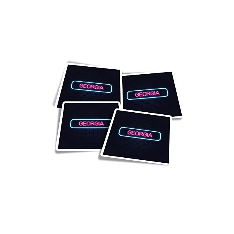 Vinyl Square Stickers (Set of 4) 10cm - Neon Sign