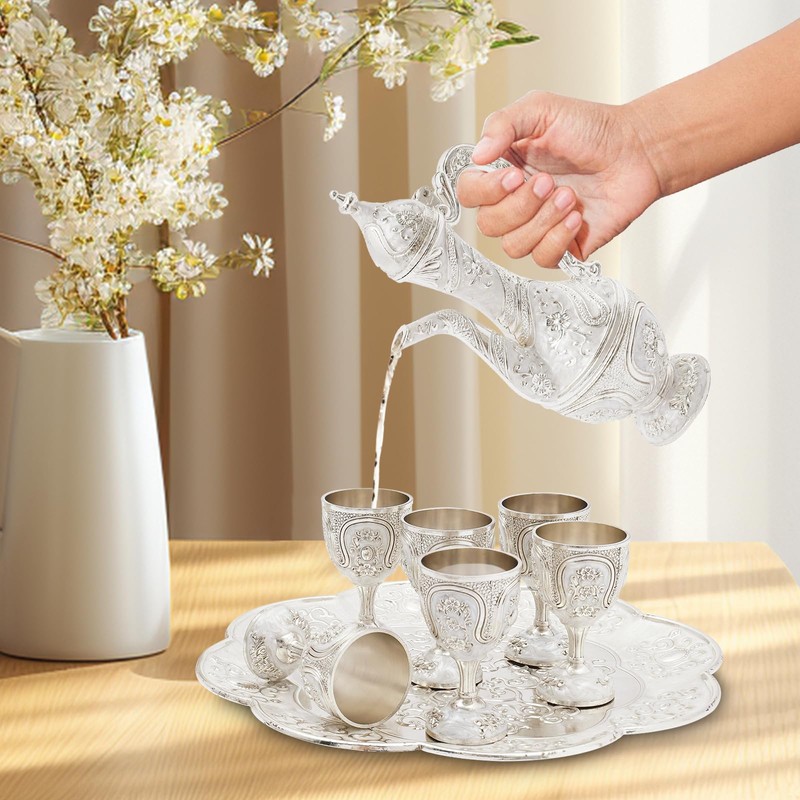 Complete Tea Set with 1 Teapot, 6 Tea Cups &