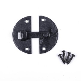 Renovators Supply Manufacturing Door Latch 2.7 in. Black Wrought Iron Round Gate Latch/Barn Door Latch Lock with Mounting Hardware